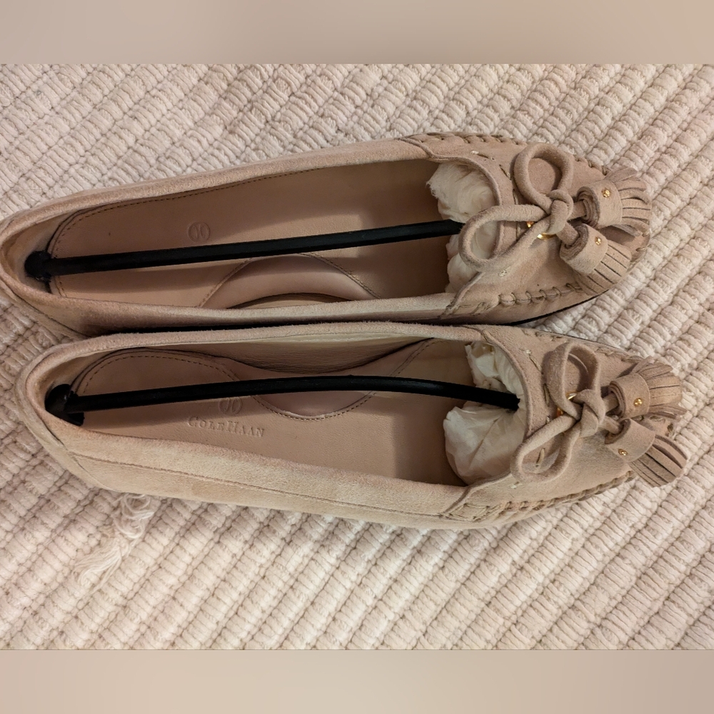 Cole Haan Beige Loafers with Bow Tassels